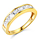 8-Stone Channel Princess CZ Wedding Band in 14K Yellow Gold 1.3ctw thumb 0