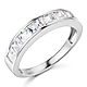 8-Stone Channel Princess CZ Wedding Band in 14K White Gold 1.3ctw thumb 0