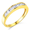 8-Stone Princess-Cut Channel-Set CZ Wedding Band in 14K Yellow Gold 0.75ctw