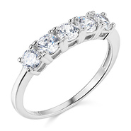 2.5mm Basket Prong Round-Cut CZ Wedding Band 14K White Gold