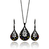 DecoSkye Multi-Color CZ Black Teardrop Jewelry Set