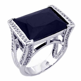 DecoSkye Black Onyx Cathedral Cocktail Ring in Sterling Silver