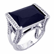 DecoSkye Black Onyx Cathedral Cocktail Ring in Sterling Silver