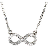 Round-Cut Diamond Petite Infinity Necklace - 14K White Gold 16in