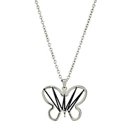 Stainless Steel Butterfly Necklace with Rubber Accent