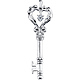 Large Heart-Shape CZ Key Pendant Necklace (Silver, White or Yellow Gold) thumb 0