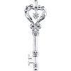 Large Heart-Shape CZ Key Pendant Necklace (Silver, White or Yellow Gold)