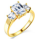3-Stone Basket Radiant & Princess-Cut CZ Engagement Ring in 14K Yellow Gold thumb 0