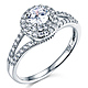 14K White Gold Round-Cut Split Shank Halo CZ Engagement Ring thumb 0