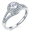 14K White Gold Round-Cut Split Shank Halo CZ Engagement Ring