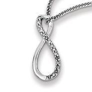 Sterling Silver Rhodium Plated Diamond Infinity Necklace