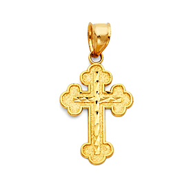 Small Greek Orthodox Cross Pendant - 14K Yellow Gold