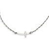 Small Sterling Silver Sideways Curved Cross Necklace