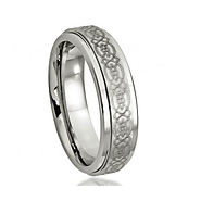 6mm Celtic Knot Engraved Stepped Edge Cobalt Ring