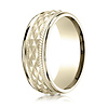 8mm 14K Yellow Gold Cross Hatch Rope Benchmark Wedding Band