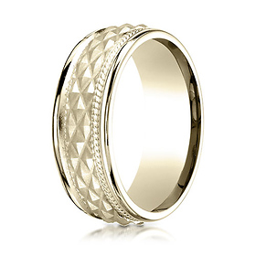 8mm Crosshatch Rope Wedding Band by Benchmark Rings in 14K Yellow Gold