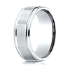 8mm 14K White Gold Octagonal Satin Finish Benchmark Wedding Band