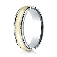 6mm 14K Two-Tone High Polished Milgrain Benchmark Wedding Ring