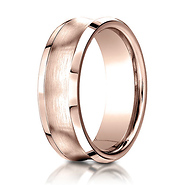 7.5mm Satin Concave Beveled Wedding Band by Benchmark in 14K Rose Gold