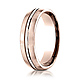 6mm Polished Stripe Center Satin Domed Wedding Band by Benchmark in 14K Rose Gold thumb 0