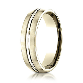 6mm 14K Yellow Gold Center Cut Satin Finished Benchmark Wedding Band