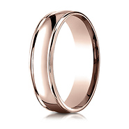 6mm Concave Low Domed Comfort-Fit Wedding Band by Benchmark Rings - Solid 14K Rose Gold
