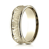 7.5mm 14K Yellow Gold Hammered Concave Benchmark Wedding Band