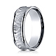 7.5mm 14K White Gold Hammered Concave Benchmark Wedding Band thumb 0