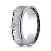 7.5mm 14K White Gold Hammered Concave Benchmark Wedding Band