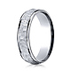 6mm 14K White Gold Hammered Benchmark Wedding Band thumb 0