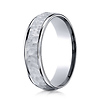 6mm 14K White Gold Hammered Benchmark Wedding Band