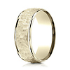 8mm 14K Yellow Gold High Polish Hammered Benchmark Wedding Band