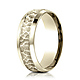 7.5mm 14K Yellow Gold Hammered Beveled Edge Benchmark Wedding Band thumb 0