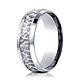 7.5mm 14K White Gold Hammered Beveled Edge Benchmark Wedding Band thumb 0