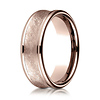 7.5mm 14K Rose Gold Swirled Finish Benchmark Wedding Band