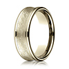 7.5mm 14K Yellow Gold Swirled Brushed Concave Wedding Band by Benchmark Rings
