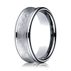 7.5mm 14K White Gold Swirled Finish Benchmark Wedding Band