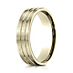 6mm 14K Yellow Gold Parallel Grooves Satin Finished Benchmark Wedding Band thumb 0