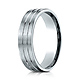 6mm 14K White Gold Parallel Grooves Satin Finished Benchmark Wedding Band thumb 0