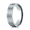 6mm 14K White Gold Parallel Grooves Satin Finished Benchmark Wedding Band