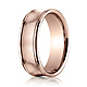 7.5mm 14K Rose Gold Concave Satin Finish Benchmark Wedding Band thumb 0