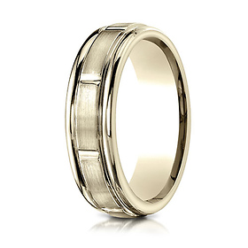 6mm 14K Yellow Gold Center Cut High Polish Benchmark Wedding Band