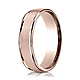 6mm 14K Rose Gold Satin Finish High Polished Benchmark Wedding Ring thumb 0