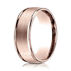 8mm 14K Rose Gold Satin Finish Benchmark Wedding Ring