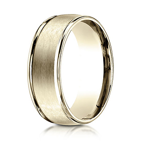 8mm 14K Yellow Gold Satin Finish Benchmark Wedding Ring