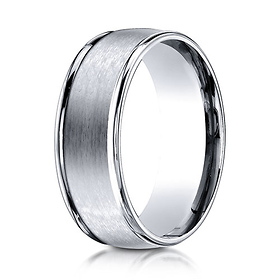 8mm 14K White Gold Satin Finish Benchmark Wedding Ring