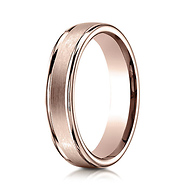 4mm Satin Center Lucent Rimmed Wedding Band by Benchmark Rings in 14K Rose Gold