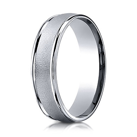 6mm 14K White Gold Wired Finished Benchmark Wedding Band