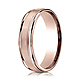 6mm Satin Center Duo Milgrain Comfort-Fit 14K Rose Gold Wedding Band thumb 0
