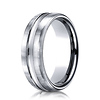 7.5mm 14K White Gold Satin Finished Center Cut Benchmark Wedding Band